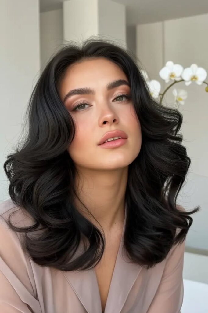 Classic Hollywood Waves with Deep Side Parting
