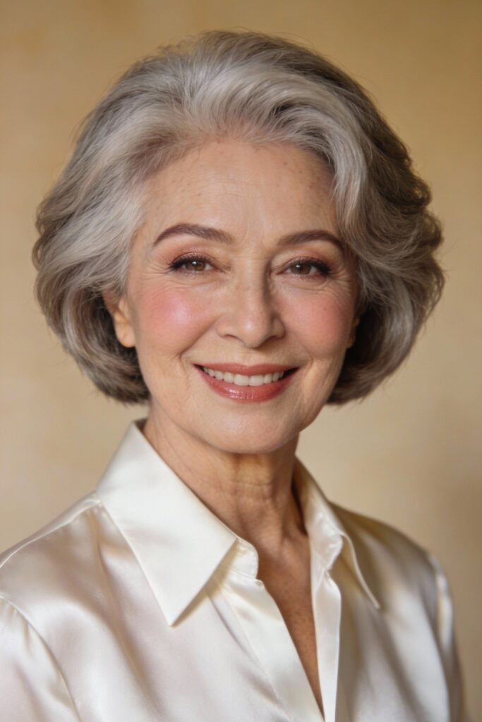 Classic Silver Bob with Side Part