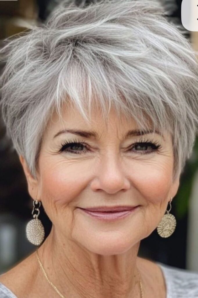 Classic Silver Choppy Cut with Piece-y Bangs