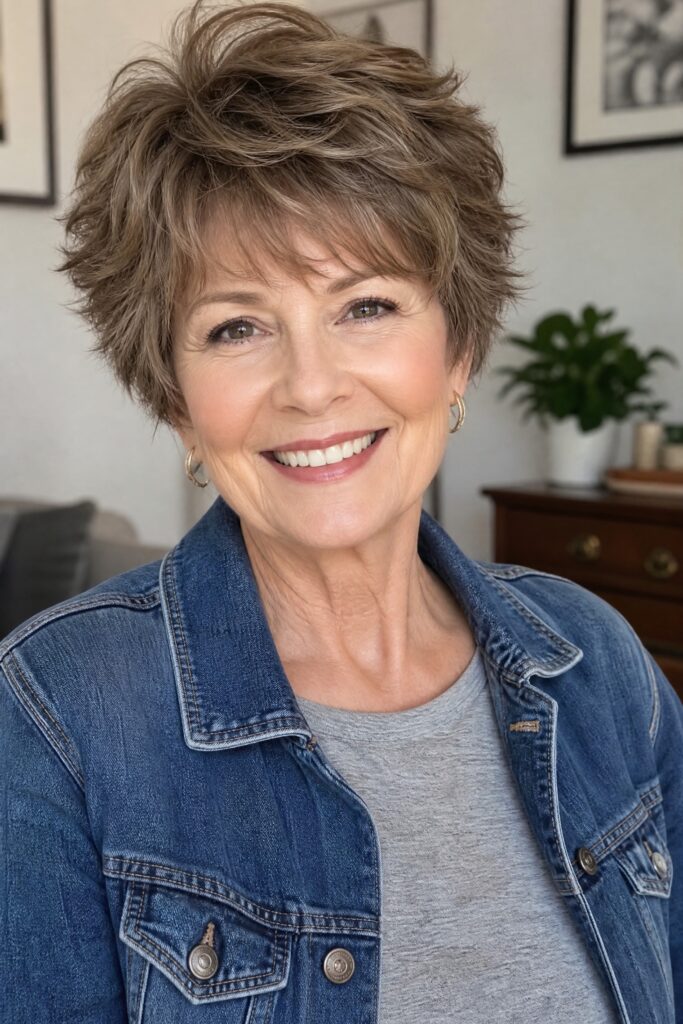 Classic Soft Layered Crop with Textured Bangs