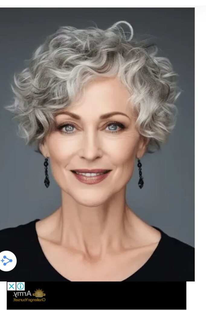Curly Silver Short Bob with Textured Waves
