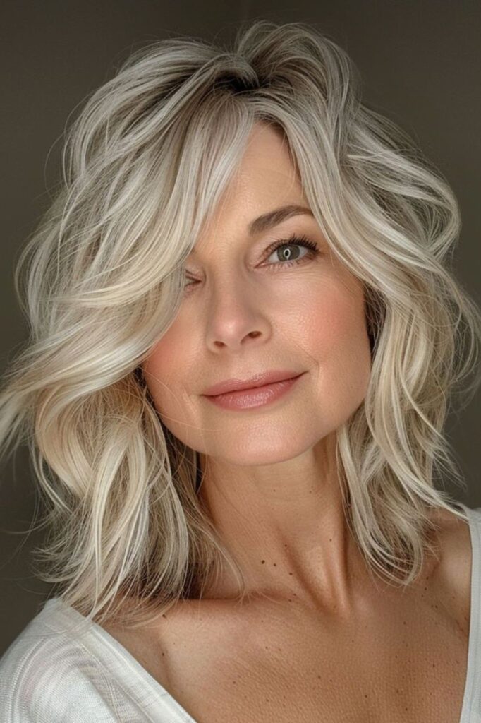 Deep Side-Parted Wavy Bob with Volume