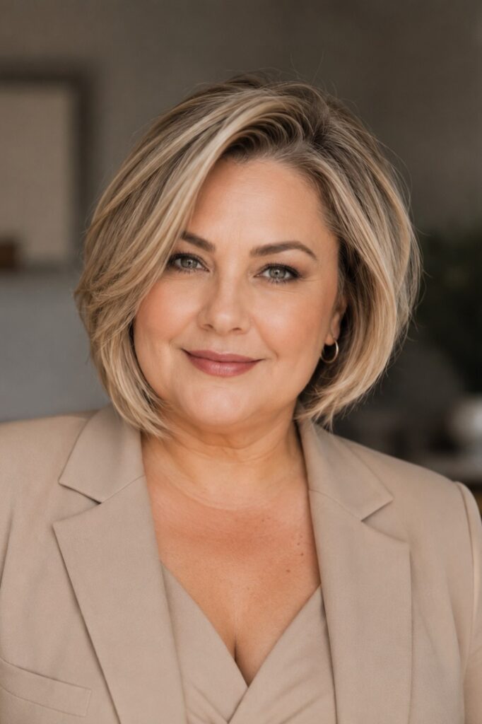 Elegant Side-Parted Blonde Bob with Soft Volume