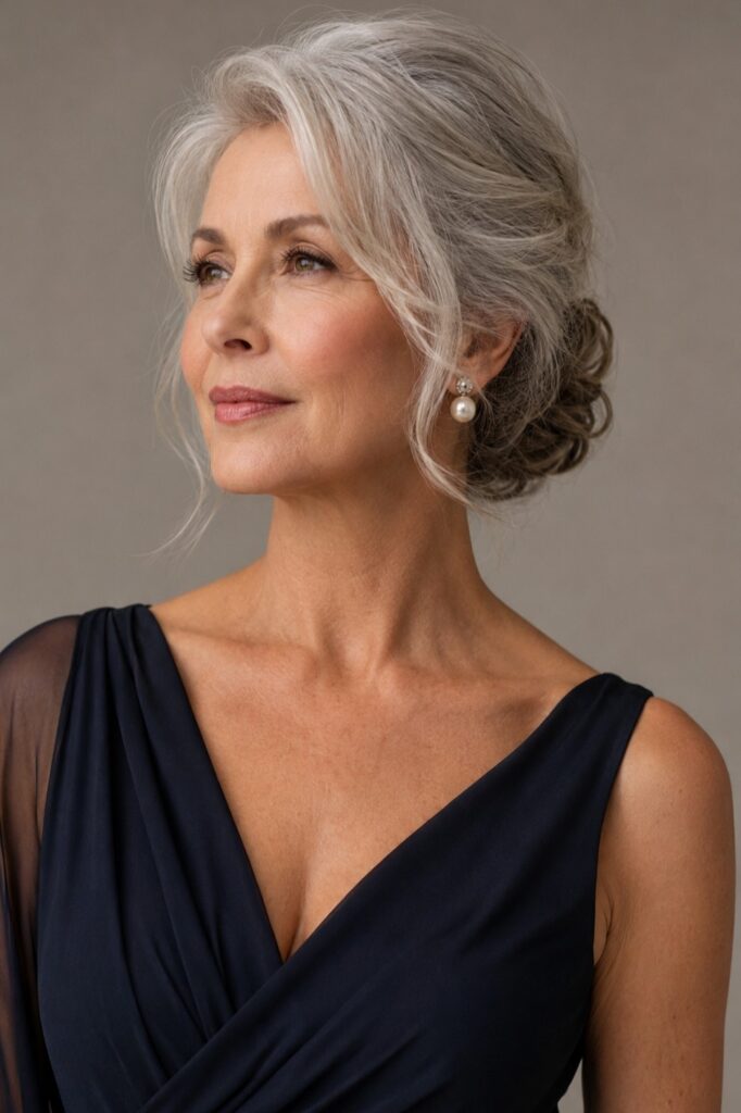 Elegant Updo with Soft Wavy Strands
