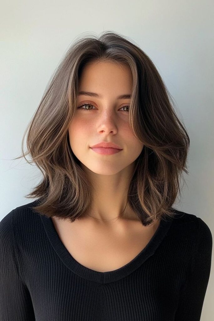 Face-Framing Layered Medium Bob