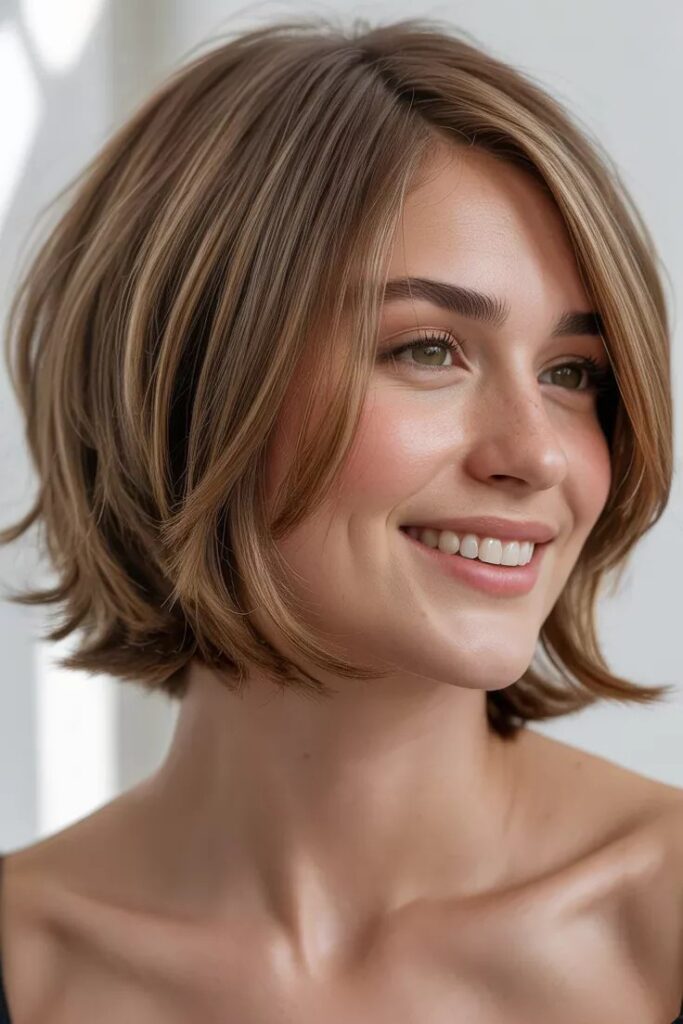 Highlighted Layered Bob with Soft Waves