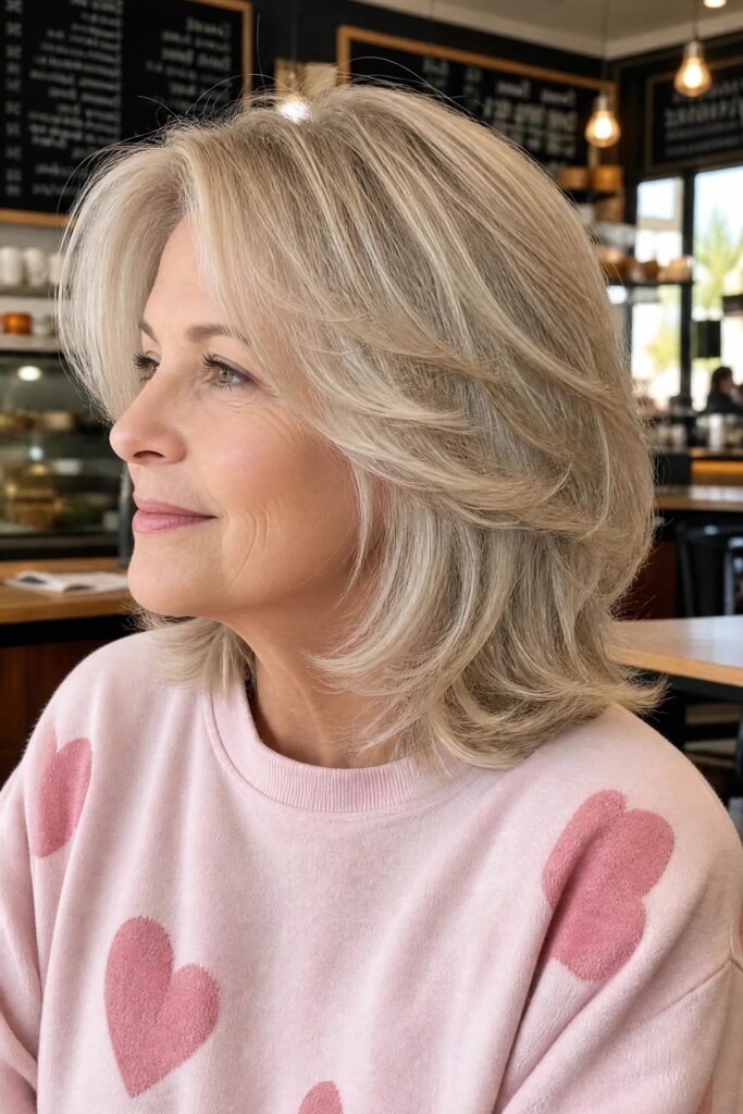 26. Layered Blonde Bob with Face-Framing Waves