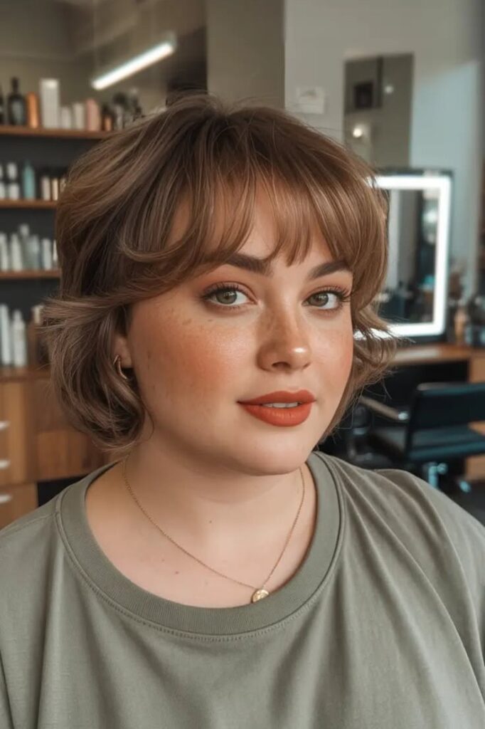Layered Bob with Soft Curtain Bangs