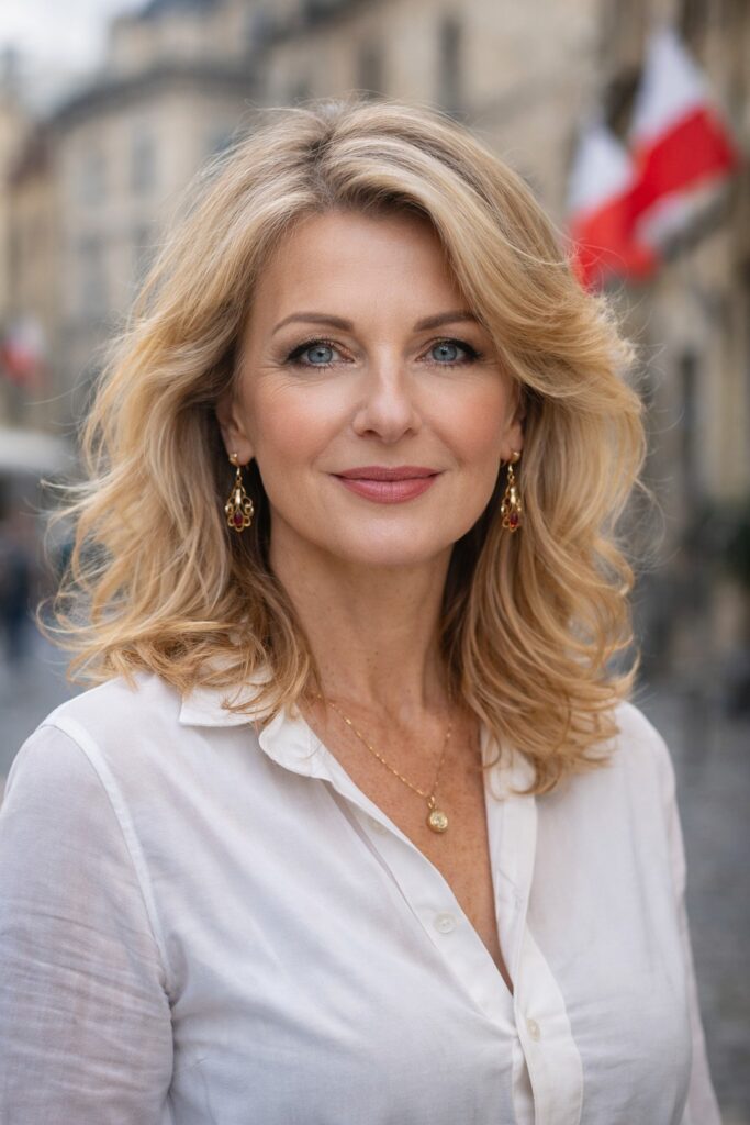 Layered Medium-Length Cut with Soft Side-Swept Bangs