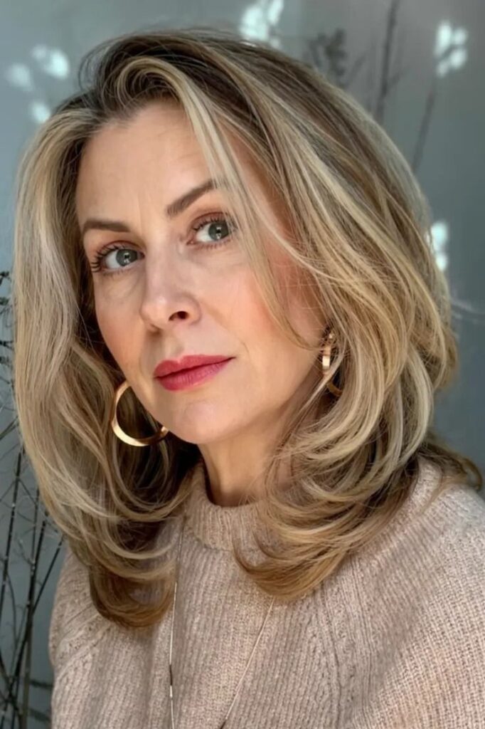 Layered Medium-Length Hair with Face-Framing Highlights