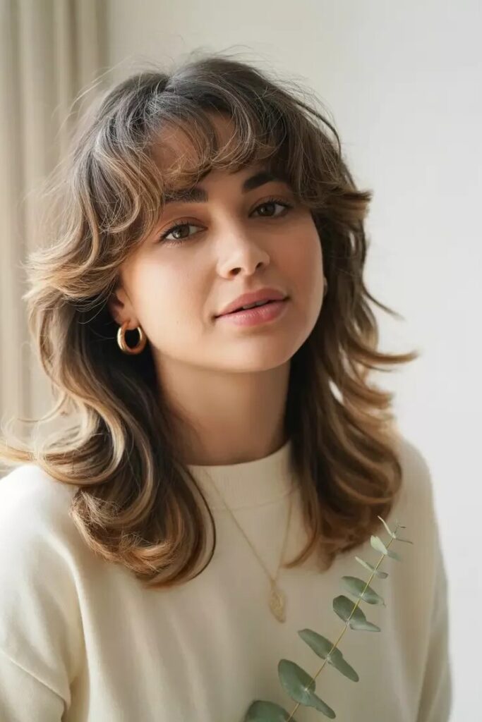 Layered Mid-Length Hair with Soft Face-Framing Waves