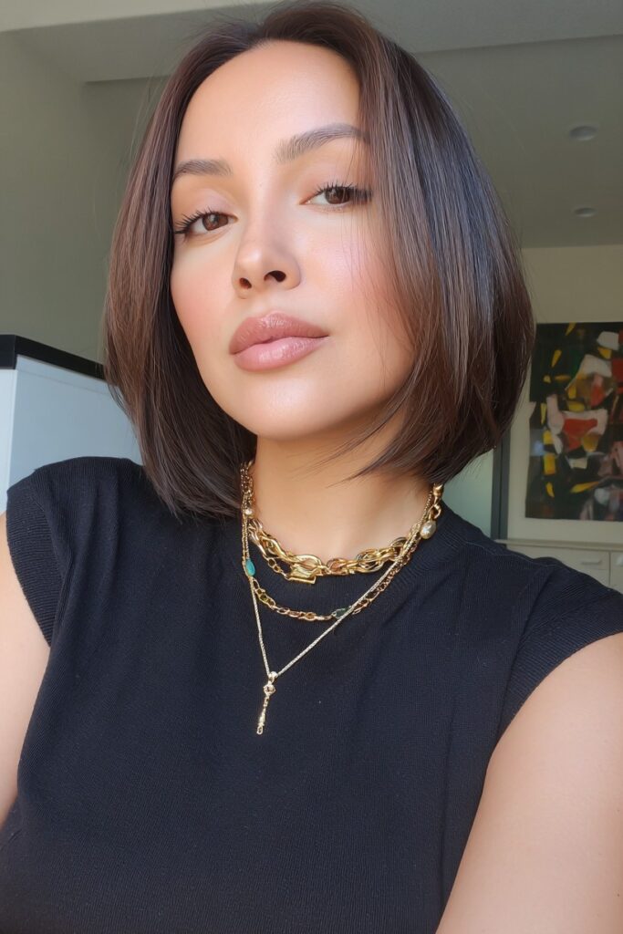 Layered Shoulder-Length Bob with Side-Swept Volume