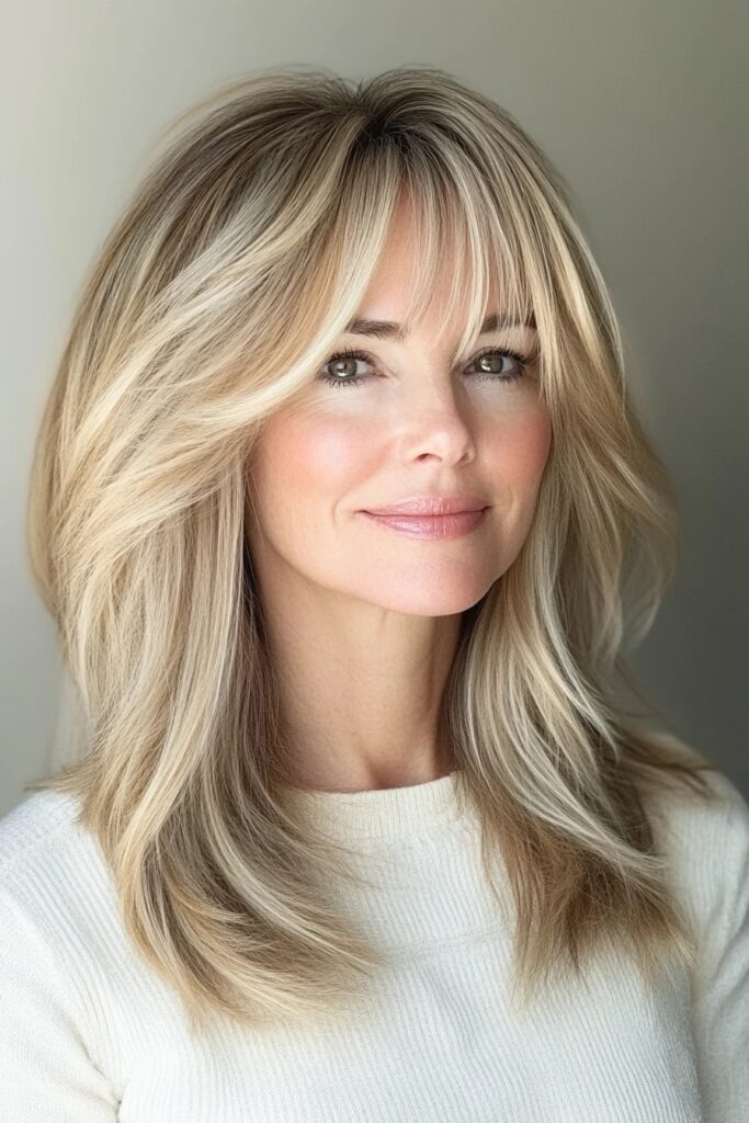 Long Layered Hair with Face-Framing Highlights