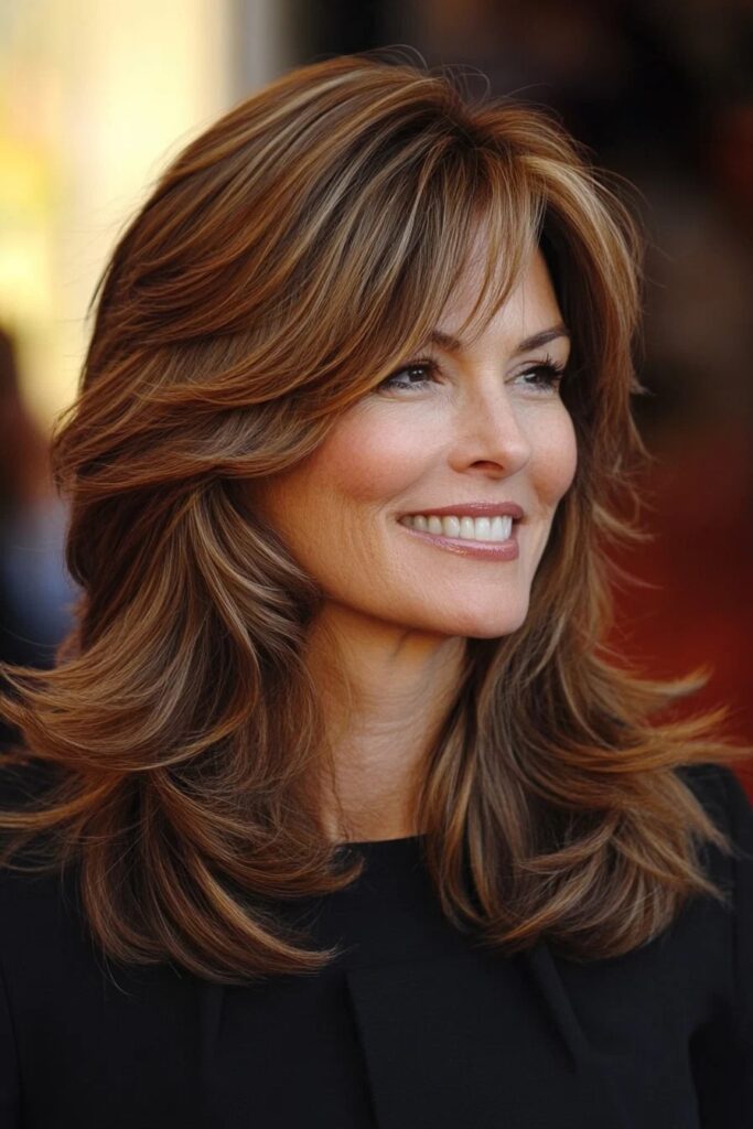 Long Layered Hair with Volume and Highlights