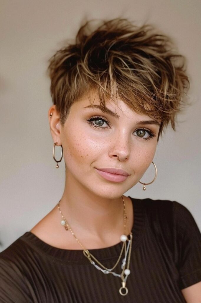 Messy Layered Pixie Cut with Tousled Crown
