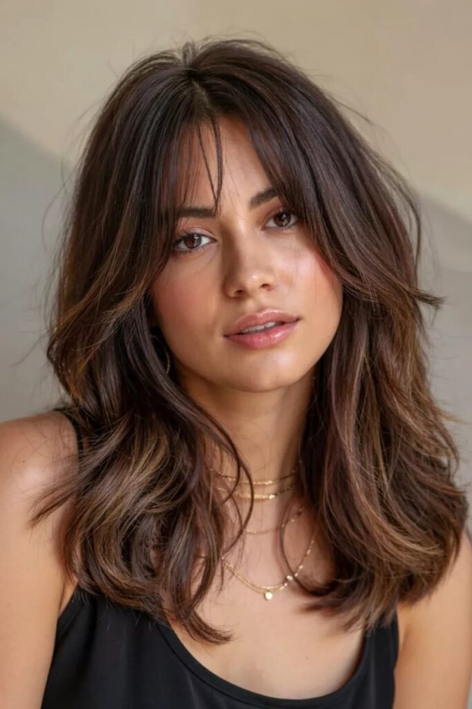 Messy Layered Shag with Wispy Bangs