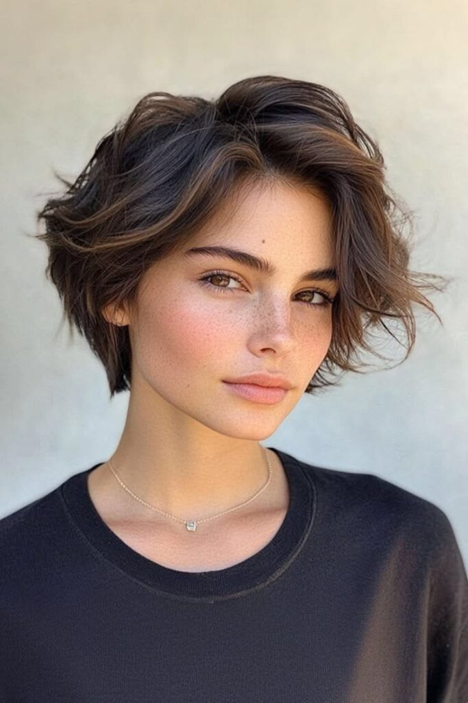Messy Textured Pixie Bob with Wispy Layers