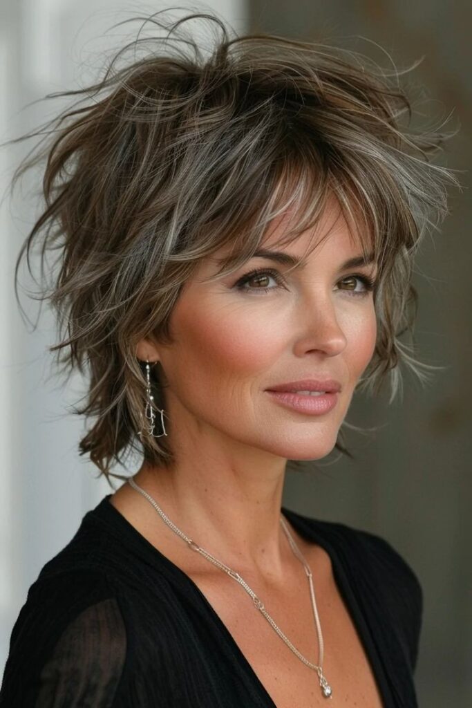 Shaggy Textured Bob with Highlights and Wispy Bangs