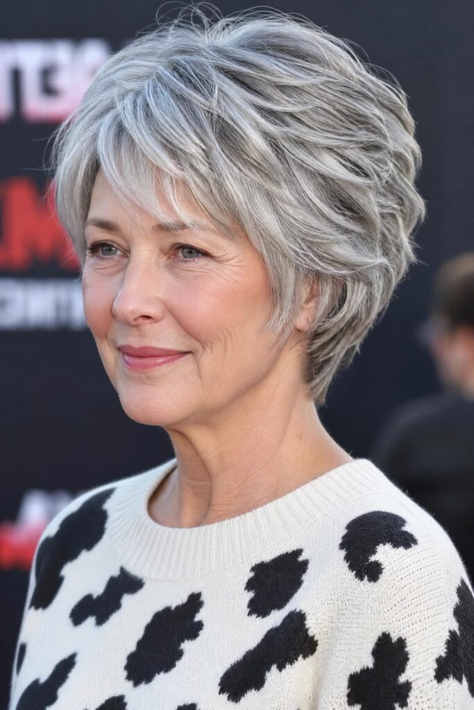 7. Short Layered Shag with Side-Swept Bangs