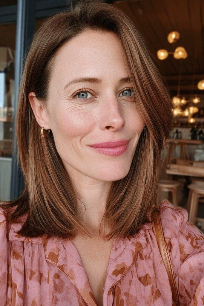 Shoulder-Length Layered Bob with Side Part