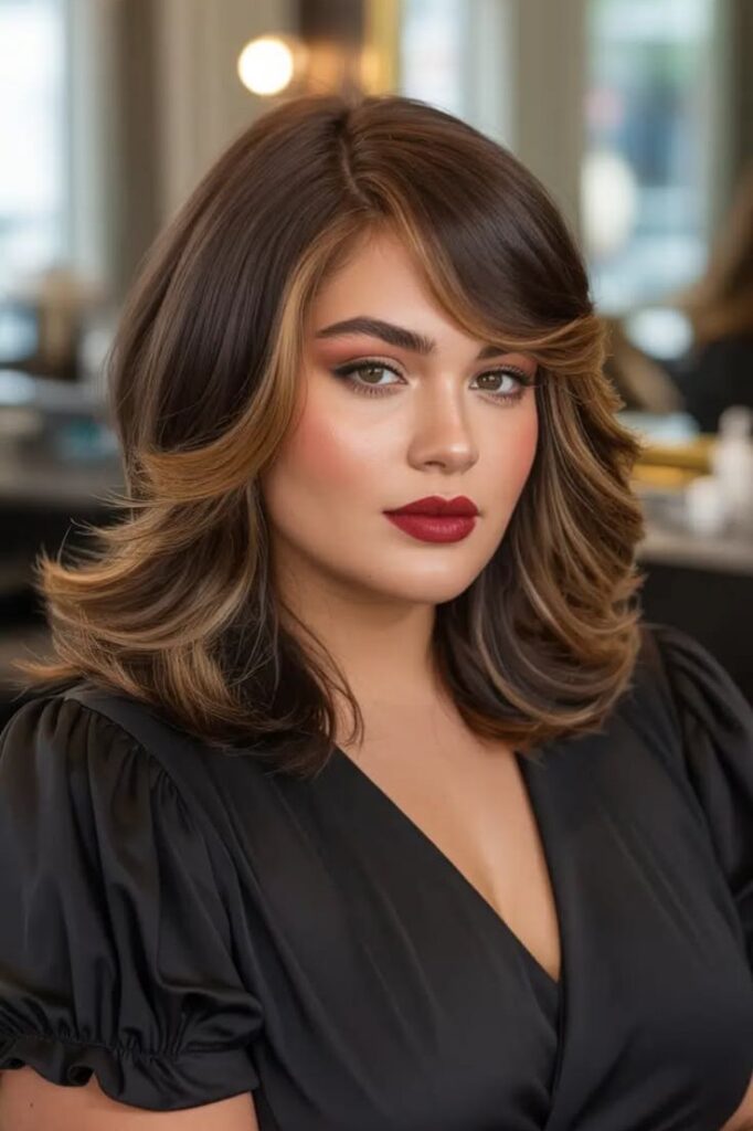 Side-Parted Layered Bob with Bold Highlights