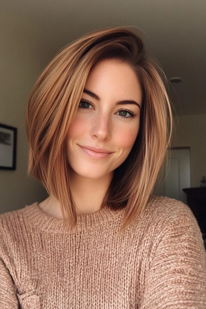 Sleek Angled Bob with Side Part
