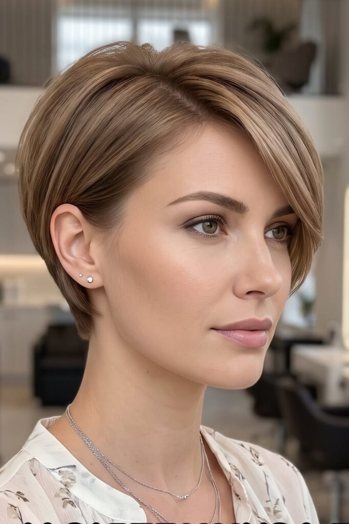 Sleek Asymmetric Blonde Pixie Cut