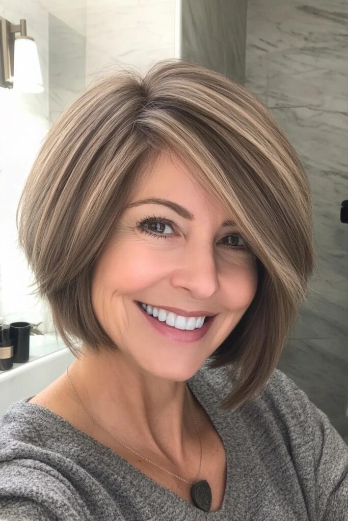Sleek Asymmetrical Bob with Side Part