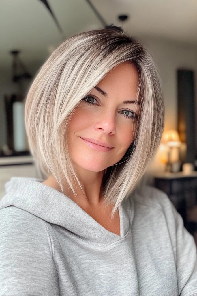 Sleek Blonde Bob with Highlights