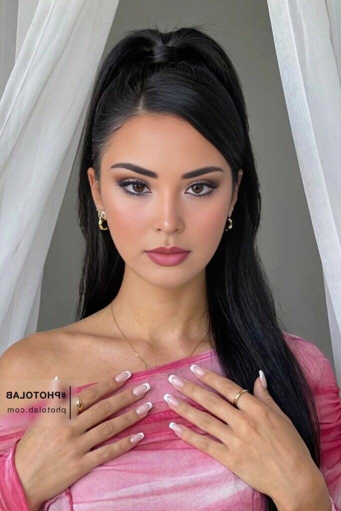 Sleek High Ponytail with Wrapped Hair Strand