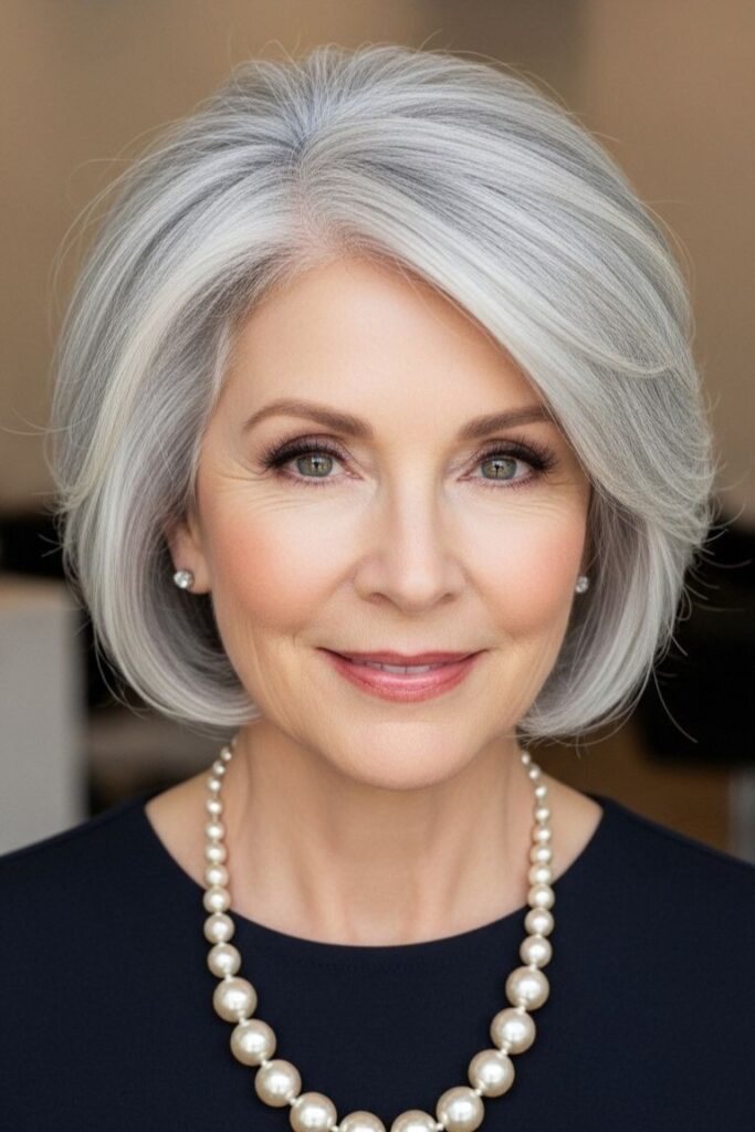 Sleek Rounded Bob with Side Part