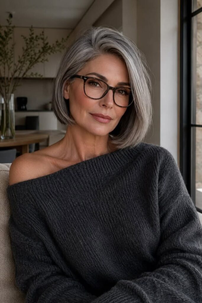 Sleek Shoulder-Length Bob with Side Part