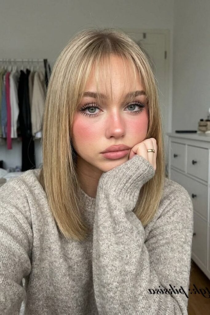 Sleek Straight Bob with Wispy Bangs