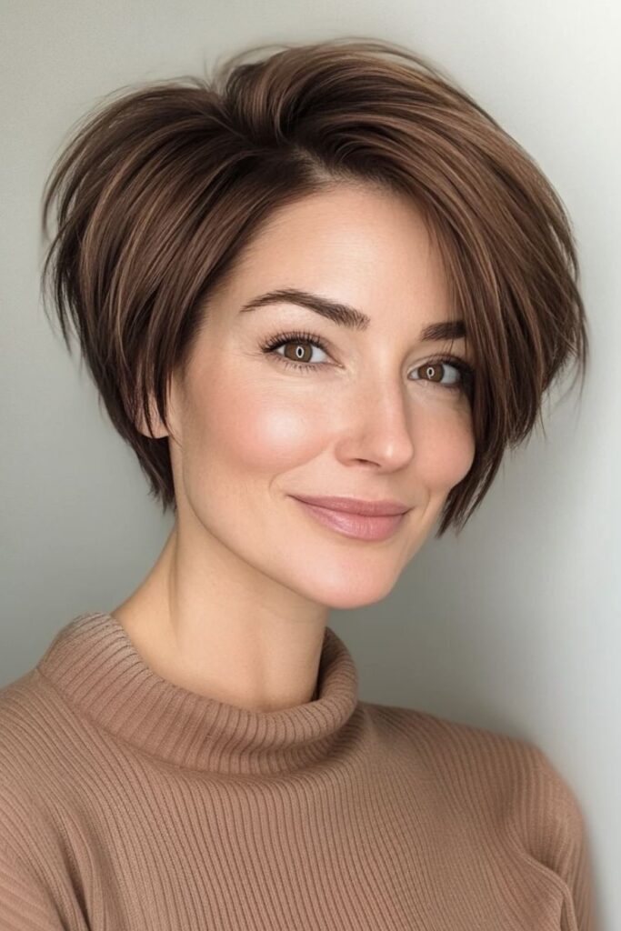 Soft Ash Brown Bob with Volume and Subtle Layers