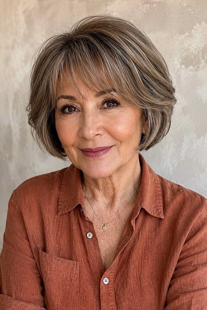 Soft Layered Bob with Wispy Bangs