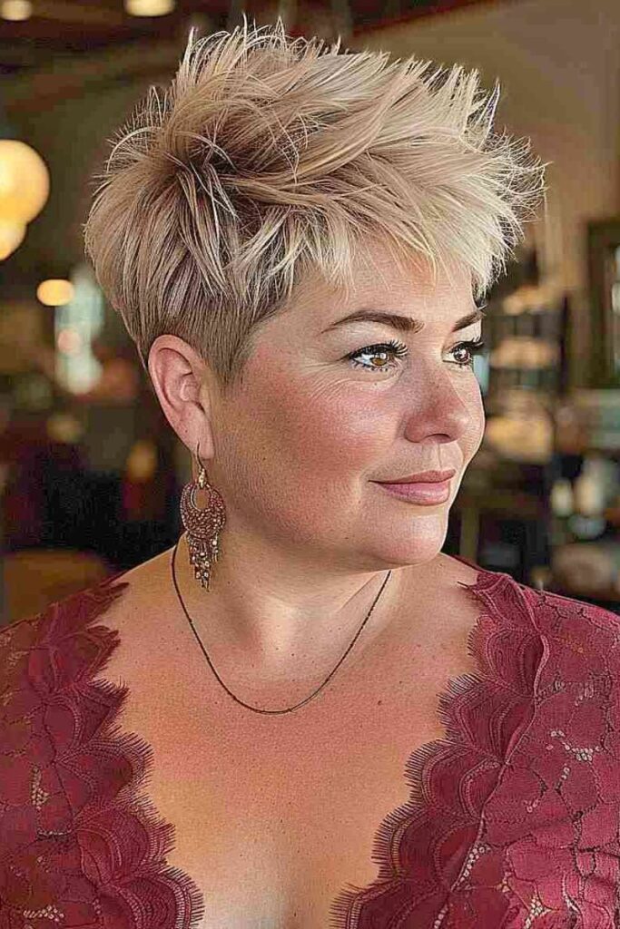 Soft Layered Spiky Pixie Cut with Sideburns