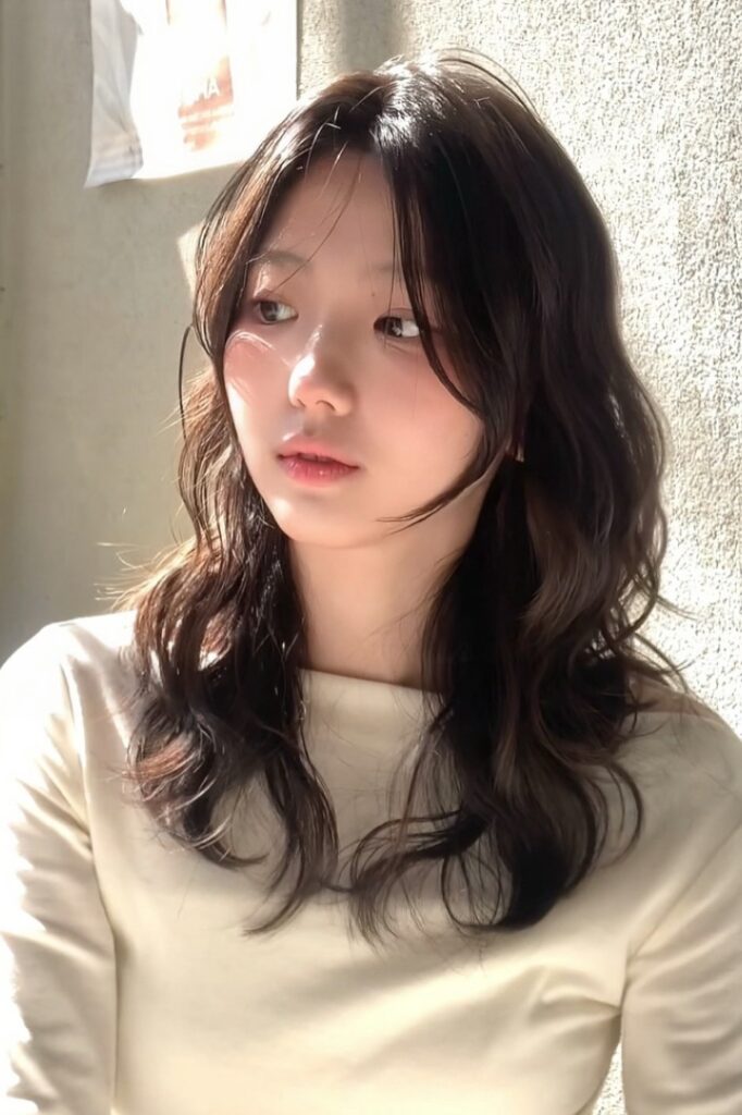 Soft Wavy Layered Hair with Curtain Bangs