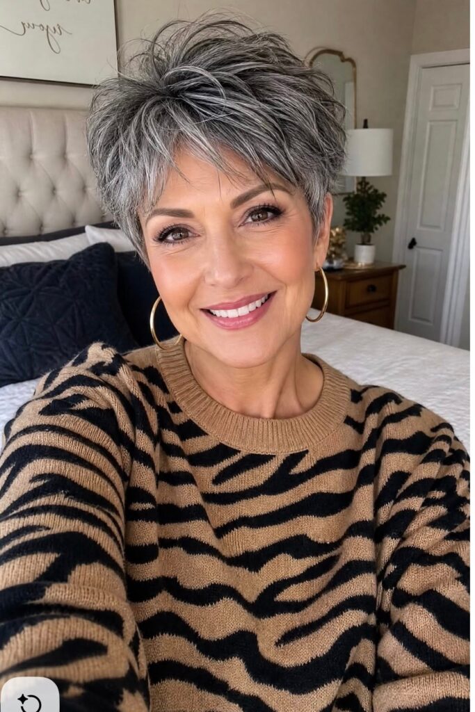Spiky Textured Silver Choppy with Piece-y Fringe