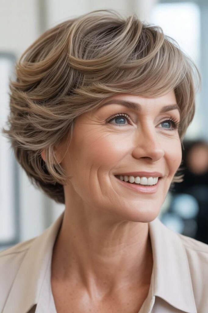 Swept-Back Layered Bob with Soft Volume