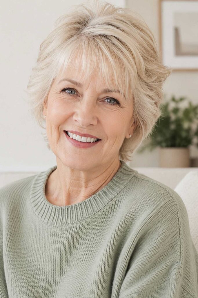 14. Textured Blonde Pixie Bob with Soft Front Layers