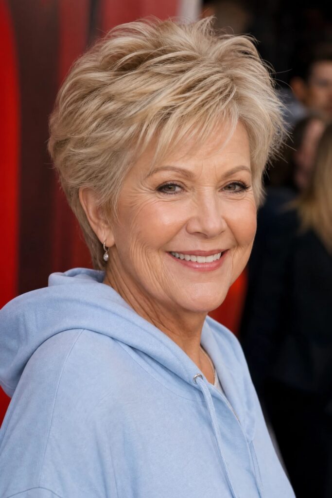 9. Textured Blonde Pixie Cut with Lifted Crown
