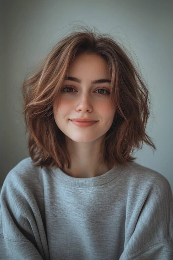 Textured Bob with Curtain Bangs