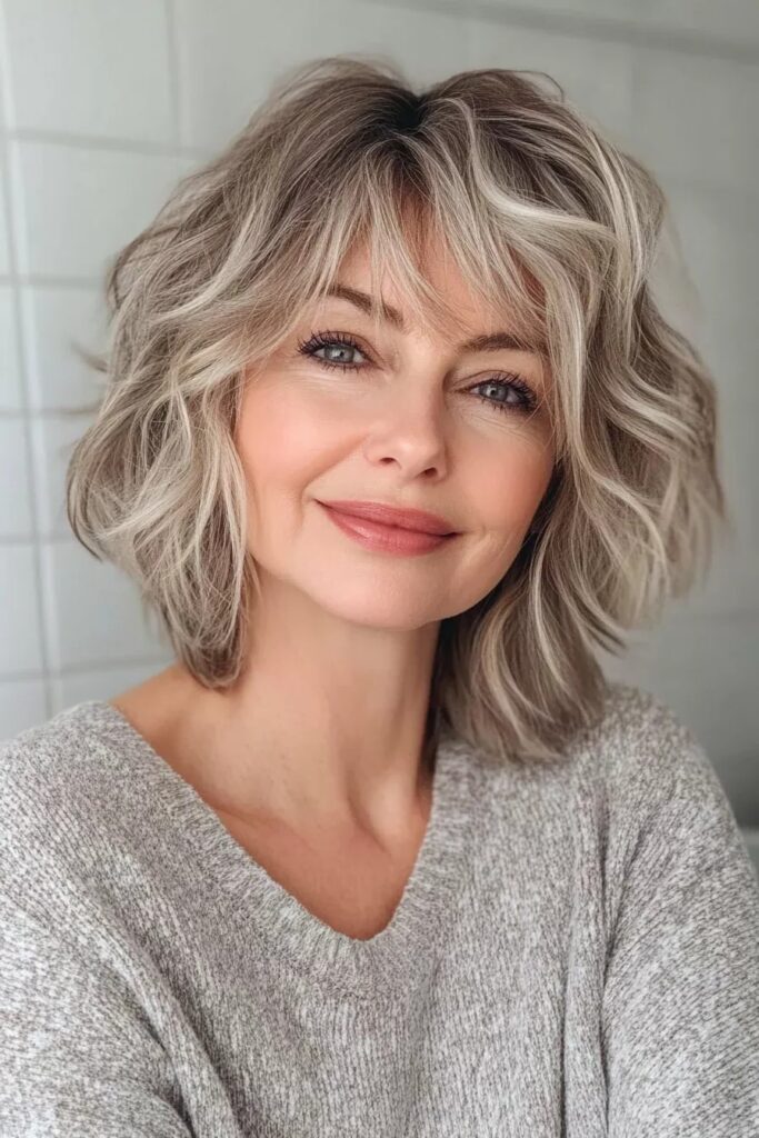 Textured Bob with Curtain Bangs