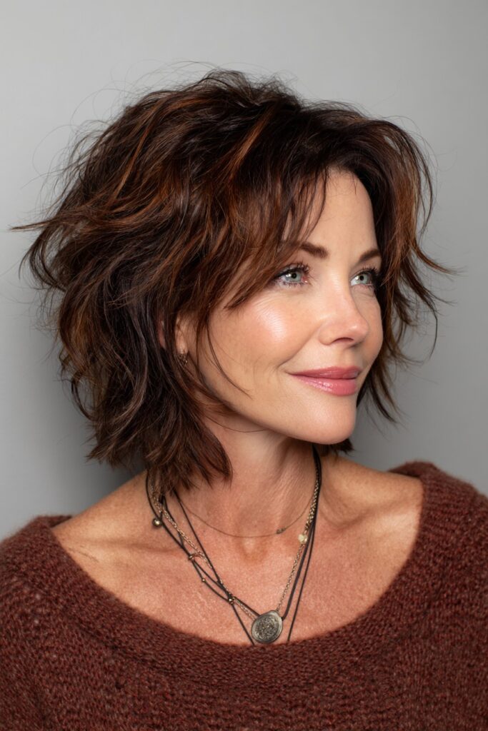 Textured Bob with Curtain Bangs