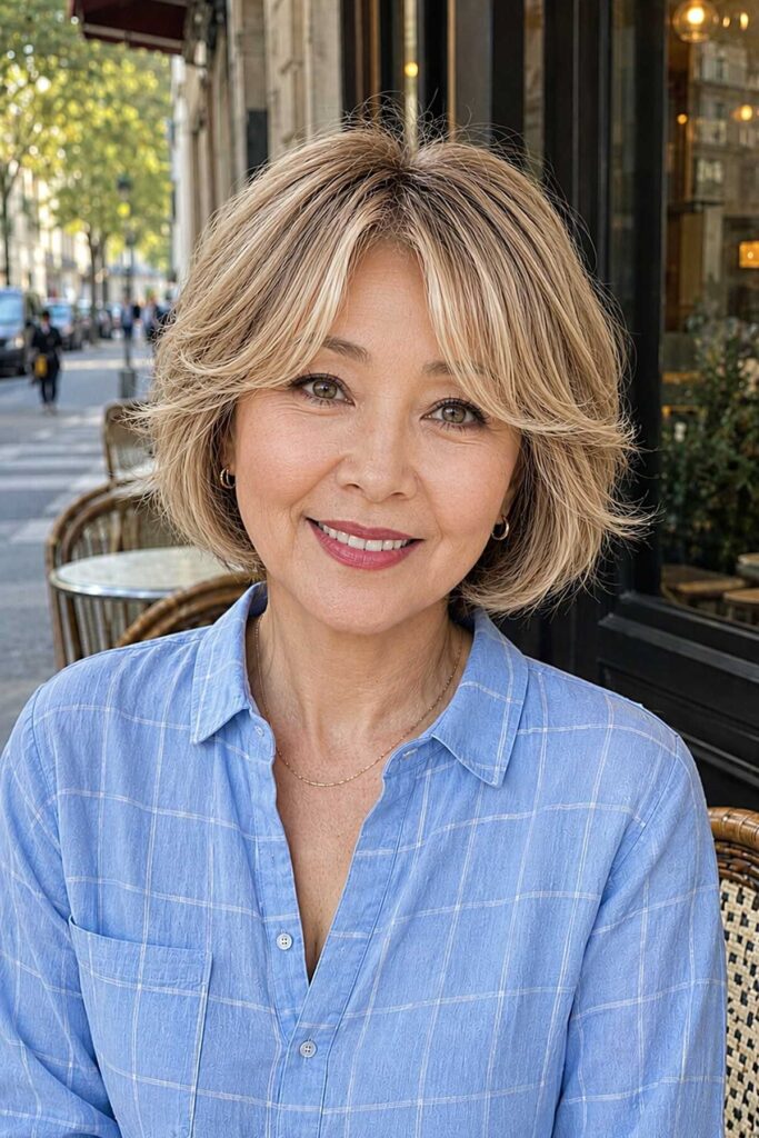 Textured Bob with Curtain Bangs