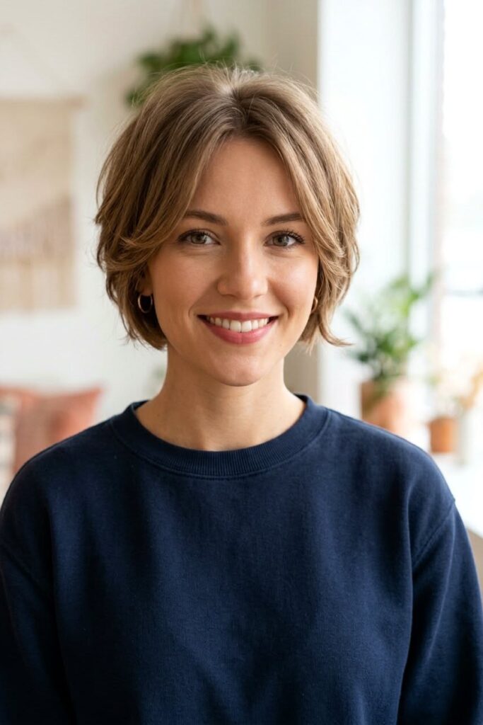 Textured Bob with Curtain Bangs