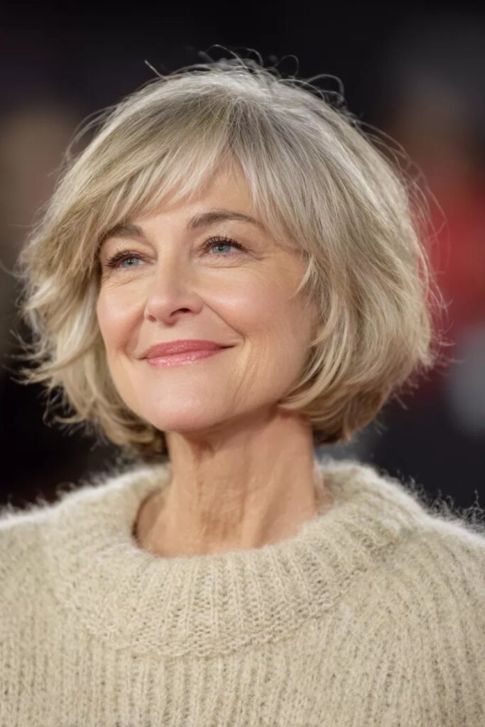 Textured Bob with Side-Swept Bangs