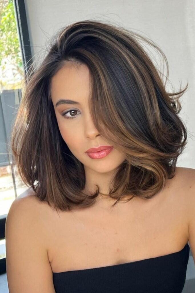 Textured Bob with Side-Swept Bangs