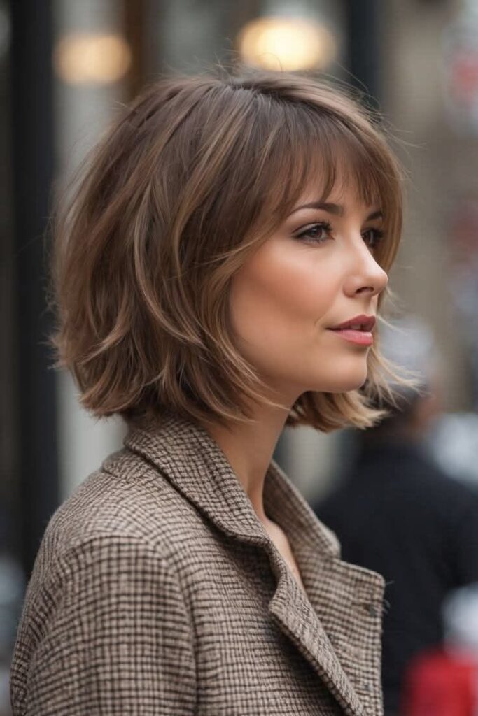 Textured Bob with Soft Layers and Fringe