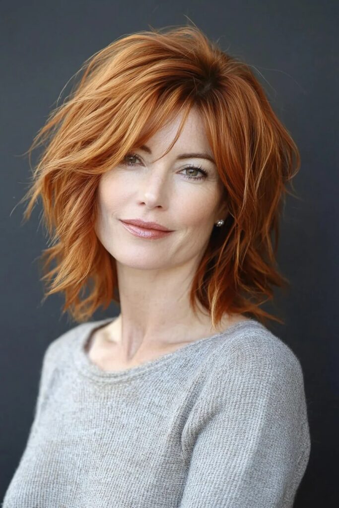 Textured Choppy Bob with Side-Swept Bangs